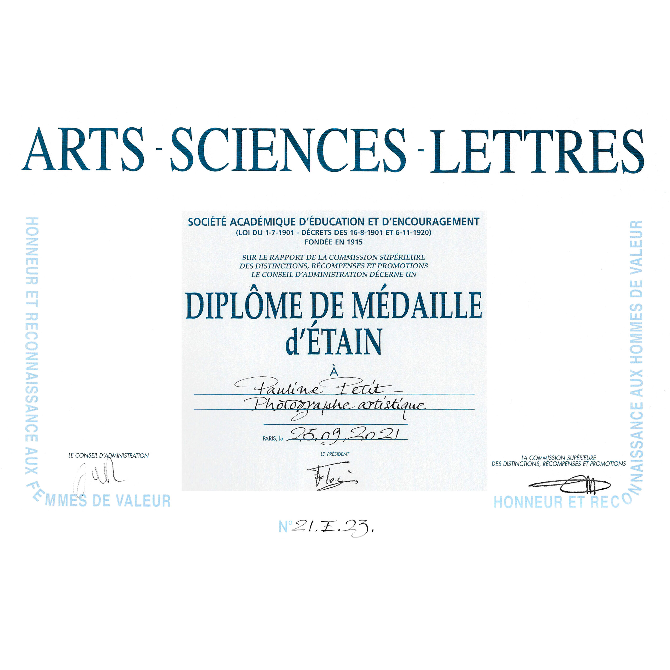 M DAILLE DE LA SOCI T ACAD MIQUE DES ARTS SCIENCES ET LETTRES 